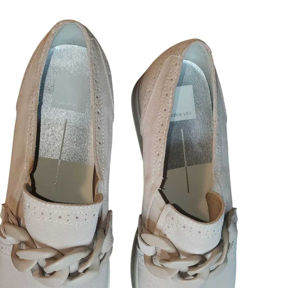 Dolce Vita Jhenee Platform Loafer Sneaker Beige Suede Leather Size 11 NEW READ